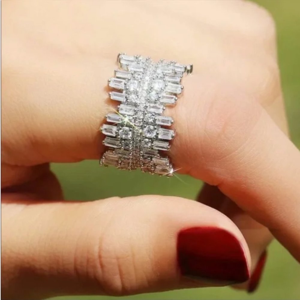 Micro Paved Irregular Multi-Row Diamond Ring - Picture 7 of 7